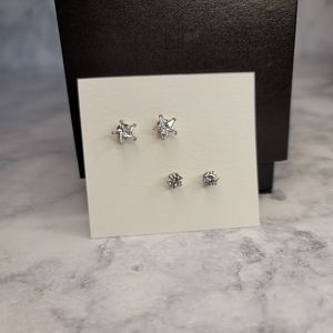 Rhinestone Star Earrings and Round Solitaire Studs Gold